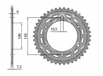 1-4553 REAR REPLACEMENT SPROCKET 42 TEETH 525 PITCH NATURAL STEEL