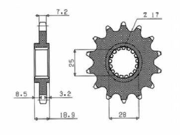 422 FRONT REPLACEMENT SPROCKET 17 TEETH 525 PITCH BLACK STEEL