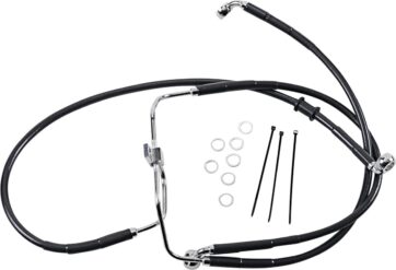 FRONT BRAKE LINE BLACK VINYL COATED STAINLESS STEEL EXTENDED 6"