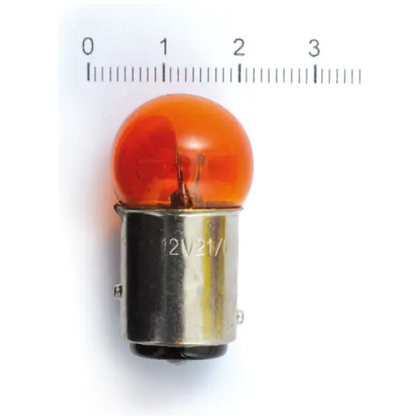 Turn signal bulb, small diameter. Amber lens. 21cp/6cp