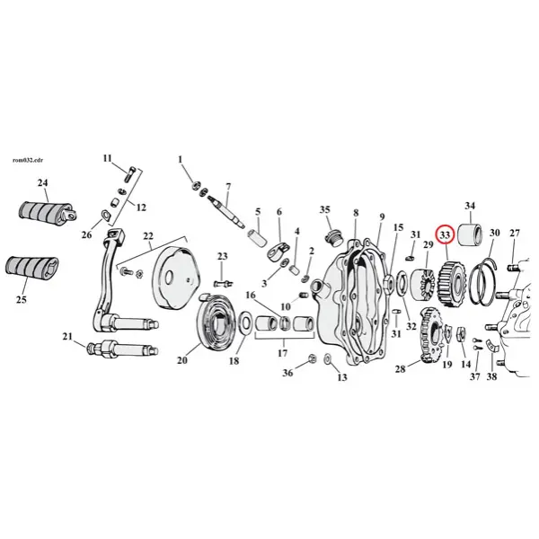 Kickstart starter gear, 14 tooth - L59-66 FL