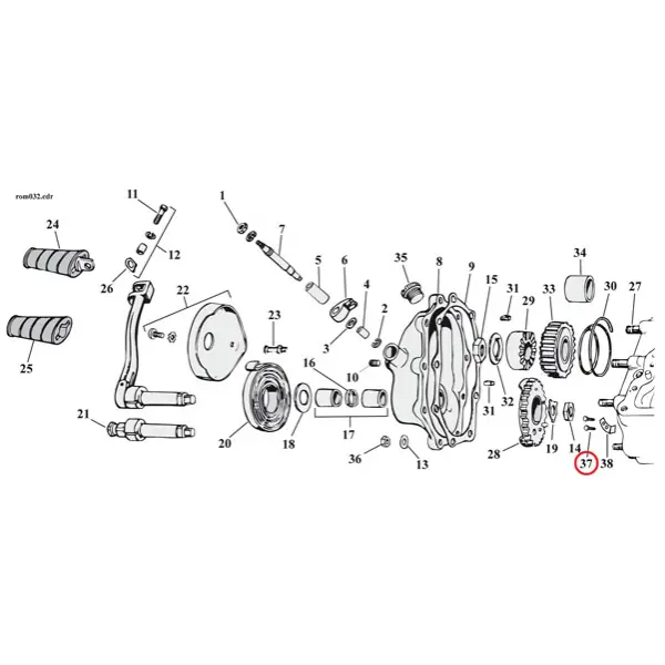 Screw, countersunk head. Bumper plate kickstarter - 41-69 FL; 71-80 FX